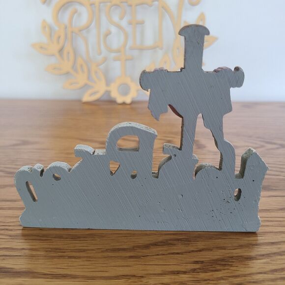 He Is Risen Easter Decor Hanging Wood Sign And Resin Figurine Easter Religious - Picture 7 of 10